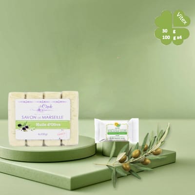 La Cigale Franse Marseillezeep Olijf & Glycerine – 4x100g Verzorgende Zeep + GRATIS BIO Zeepje 30g