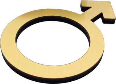 Gender aanduiding, Toilet bordjes, Jongen, Man, 15 cm hoog, MDF Aluminium look Goud