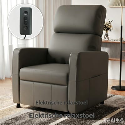 Verstelbare Fauteuil 71 x 85 cm – Elektrisch Verstelbare Rugleuning 105°-165° – Voetensteun – PU Leer – Donkergrijs