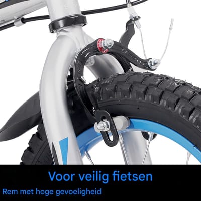 Kinderfiets – Voor kinderen van 2-4 jaar – Met zijwieltjes en Klinghandrem – Blauw, 36 cm