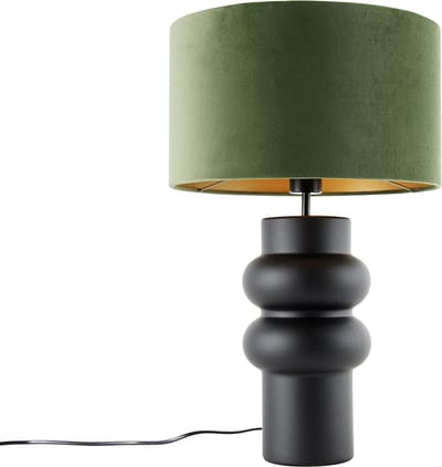 QAZQA alisia - Design Tafellamp met kap - 1 lichts - H 60 cm - Zwart Goud - Woonkamer | Slaapkamer | Keuken