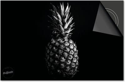 Inductie beschermer 60x60 - afdekplaat inductie mat - Dietrix Kookplaat beschermer - Exclusief - Groente en Fruit - Ananas zwart wit