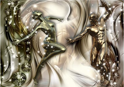 Fotobehangkoning - Behang - Vliesbehang - Fotobehang Kunst - Gouden Beelden - Energy of Passion - 300 x 210 cm