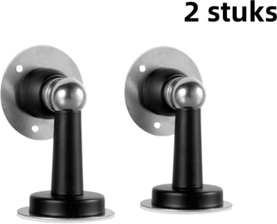 2-delige roestvrijstalen sterke deurstopper - Punch-Free - Deurstopper Anti-botsingsdeurstopper Stille deurstopper voor vloermontage met sterke magnetische sluiting - Zwart