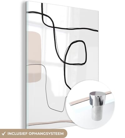 MuchoWow® Glasschilderij 120x160 cm - Schilderij acrylglas - Abstract - Pastel - Minimalisme - Foto op glas - Schilderijen