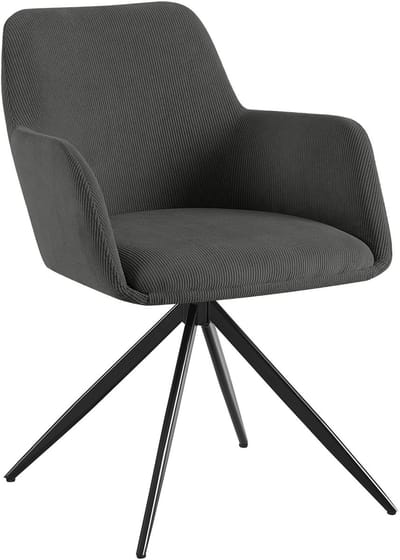 CLP Olema Eetkamerstoel - draaibaar - met armleuning - metalen frame - corduroy - ribstof - Ribstof/grijs