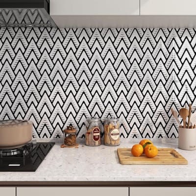 Zelfklevende Wandtegels voor Badkamer en Keuken - Waterdichte Herringbone Mosaïektegels 30x30cm - 15 Stuks 3D Peel en Stick Decoratie