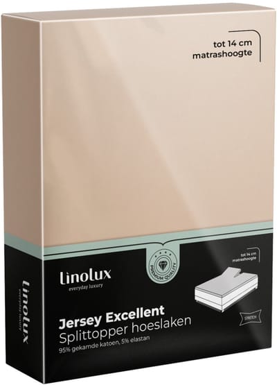 Linolux Hoeslaken Splittopper Jersey Excellent Almond 140x200 t/m 160x220