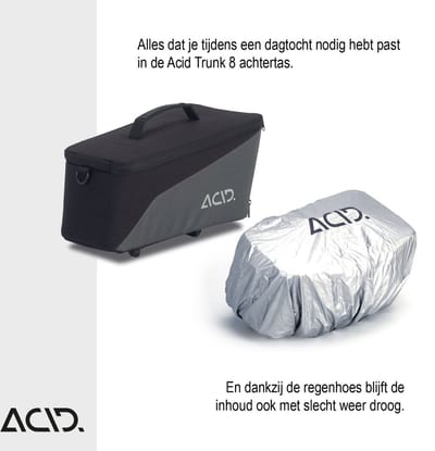 ACID Fietstas TRUNK - Waterbestendig - Reflecterende elementen - Inh. 8L - TPU - Zwart