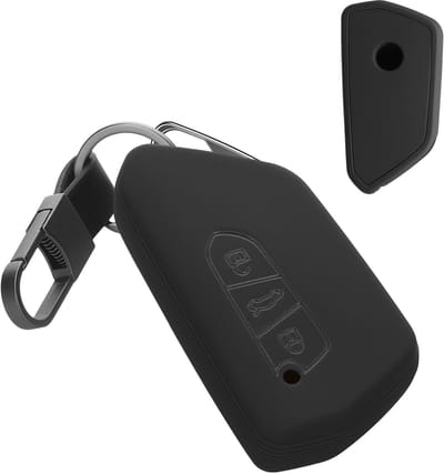 kwmobile Autosleutel Hoes Compatibel met VW Golf 8 3-knops autosleutel – TPU Sleutelhoes – Sleutelschaal in grijs – Met Sleutelring