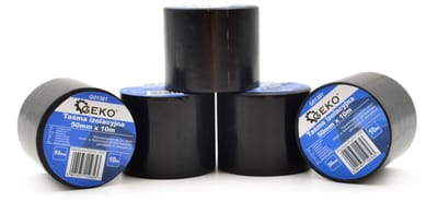 GEKO Isolatietape - 50 mm breed - 10 m lang - Zwart - Vlamvertragend - 4 stuks