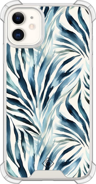 Casimoda® hoesje - Geschikt voor iPhone 11 - Japandi Waves - Shockproof case - Extra sterk - Siliconen/TPU - Blauw, Transparant