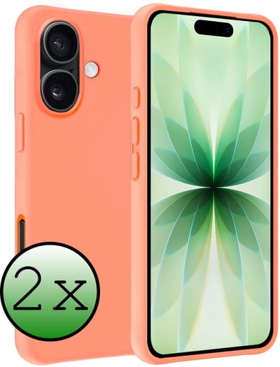 Hoesje 2 Stuks - Geschikt voor Apple iPhone 17 - Sterk & Shockproof - Case Siliconen - Back Cover - Telefoon Hoes - Perzik