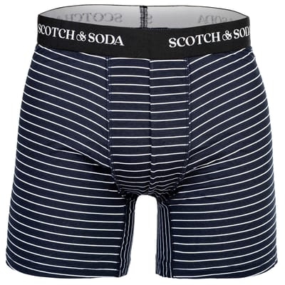 Scotch & Soda 3pk Mens Cotton Stretch Boxer Brief Navy / White Maat: S | Onderbroeken Outlet | Heren | Blauw