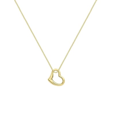 Lucardi Dames Ketting met hanger open hart - 9 karaat - Ketting - Cadeau - 46 cm - Geelgoud