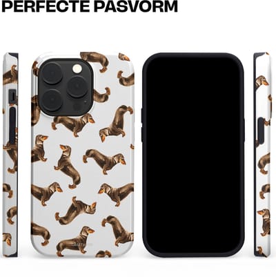 Casetastic Hoesje Geschikt voor Apple iPhone 14 Pro Magsafe - Stijlvolle Beschermende Duo-layer Case - Teckel Twister