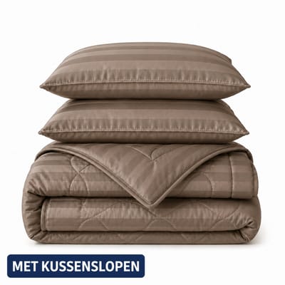 Dekbed Zonder Overtrek 200x200 cm - Taupe - Hotel Velvet – Met Kussenslopen - Wasbaar - Hoesloos Dekbed
