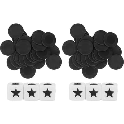 2 Set Gauche Droite Centre Dés Polyvalent Amusant Innovant Interaction Dés Jetons Jeu Set pour Famille black
