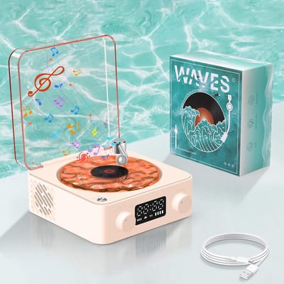 Vinyl speler met waterribbellicht en 360° stereo geluidsmodus - compatibel met Bluetooth, TF en AUX