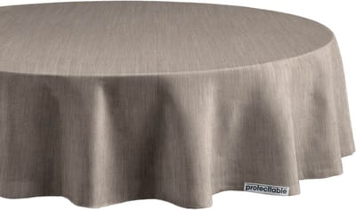 Protecttable - Rond Tafelzeil Linnenlook Sand Ø138cm - Tafelkleed Afwasbaar - Kunststof