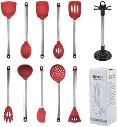 11-delige Siliconen Kookgerei Set, Hittebestendige Keukengerei Set, Keuken Nonstick Gereedschap Spatel Lepel Pasta Server Voor Anti-stick Kookgerei, Niet-giftig En Vaatwasmachine Veilig