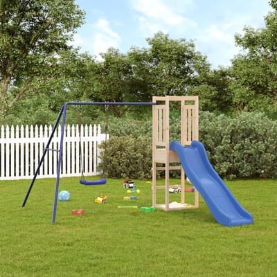 Houten Speeltoren - Speeltoestel Tuin - Buiten Spelen - Met Klimwand Glijbaan - 2.37 x 2.59 x 1.69m - Bruin
