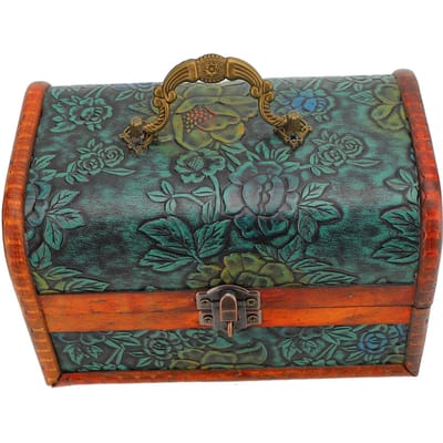 Boîte à Bijoux Vintage Motif Floral Rétro Boîte Décorative pour Souvenirs pour Bracelet Barrettes Pendentifs Vert avec Combinaison black