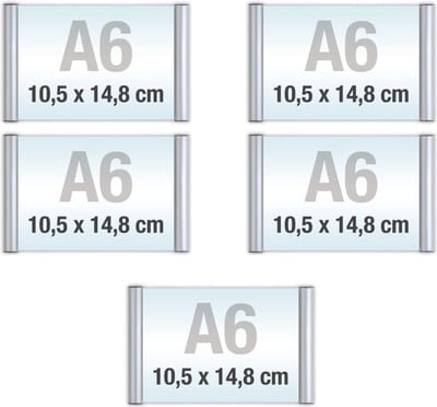 5 pack A6/Bewegwijzeringsborden met Klikprofiel /formaat 10,5x 14,8cm/wegwijs bordjes/aluminium deurbordjes/naambordje kantoor/route bordje/aanwijs bordje/zelfklevend/verwijs bord/ informatie bord.