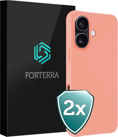 Hoesje 2 Stuks - Geschikt voor Apple iPhone 16 - Sterk & Shockproof - Back Cover - Case Siliconen - Telefoon Hoes - Perzik