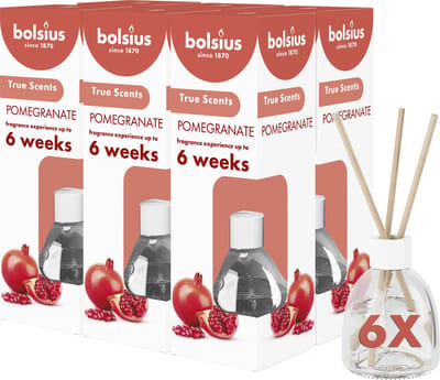 Bolsius True Scents - Geurstokjes - Granaatappel - 6 stuks - Voordeelverpakking - 60ml