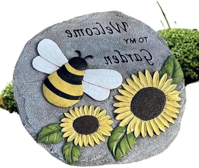 Decoratieve Tuinsteen - Zonnebloem Stapsteen - Tuinpad Verfraaien - Handgeschilderd Vakmanschap - 23.5 cm - Multicolor