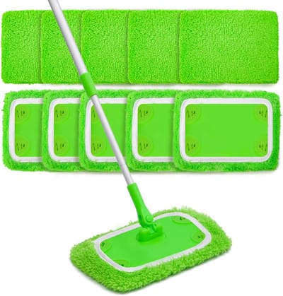 Vloerwisser Hoezen - Dweilhoezen Microvezel - Grondig Reinigen - Herbruikbaar Materiaal - 10 Stuks - Groen