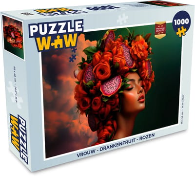 Puzzel Vrouw - Drankenfruit - Rozen - Legpuzzel - Puzzel 1000 stukjes volwassenen