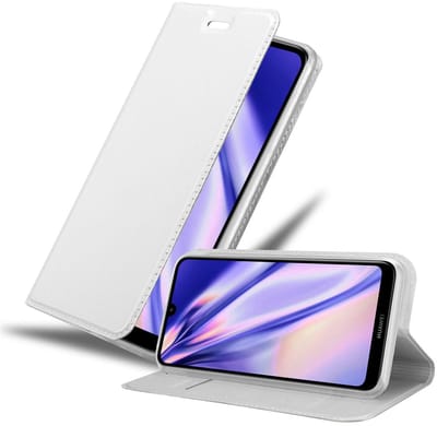 Cadorabo Hoesje geschikt voor Huawei Y7 2019 / Y7 PRIME 2019 in CLASSY ZILVER - Beschermhoes met magnetische sluiting, standfunctie en kaartvakje Book Case Cover Etui