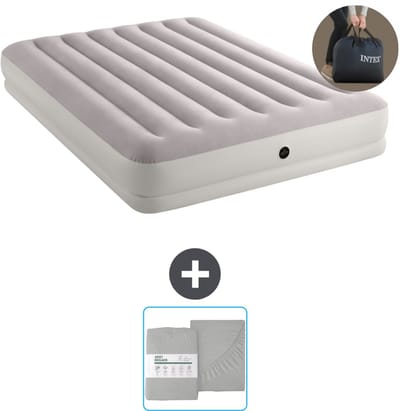 Intex Luchtbed - 2-Persoons - 152 x 203 x 30 cm - Grijs - Inclusief pomp en Hoeslaken