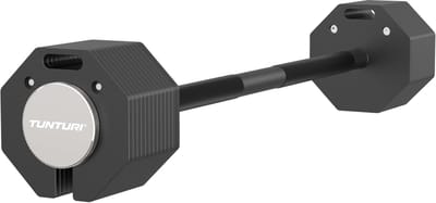 Tunturi Rapid Verstelbare Barbell – 59 kg barbell – Verstelbaar van 11 tot 59 kg – 13 gewichten in één – Halterset voor thuisfitness
