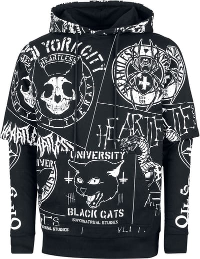 Heartless - Gothic Trui met capuchon - Mannen Dark Academia Hoodie - S tot 4XL - voor Mannen - zwart