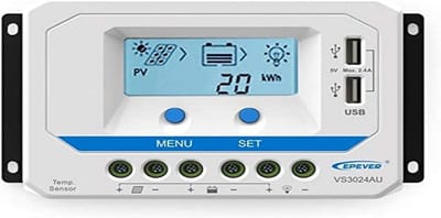 PWM Laadregelaar 30A 12V/24V met LCD en USB-aansluiting