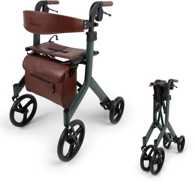 Parvum Vesta Rollator - Lichtgewicht Design Rollator (6,3kg) - Incl. stokhouder, tas & rugleuning - Mosgroen
