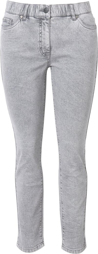 Ulla Popken - Dames - Jeans Sarah smalle pijpen comfortabele tailleband - Lichtgrijs denim - Maat 42