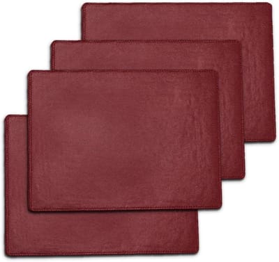 Kunstleer Placemats - Tafelmatten - Eettafel Beschermen - Premium Kwaliteit - 29x21 cm - Kastanjebruin