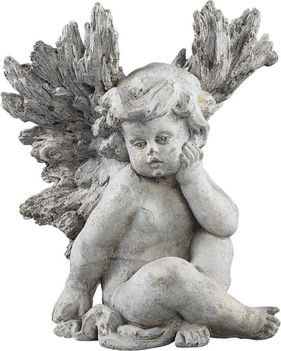 PTMD Standbeeld angel grijs cement zittend xl