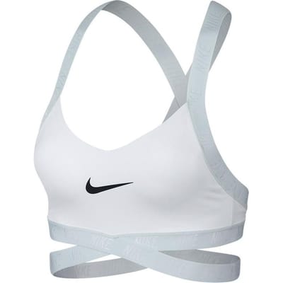 Nike Classic Swoosh Futura Logo Imprimé Soutien-gorge de Sport Femme soutien-gorge de sport Blanc AQ0919-100 XS white
