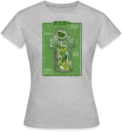 Sesamstraat Oscar Anatomie Vuilnisbak T-Shirt Dames