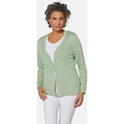 Onderhoudsarm tricot jasje met hoogwaardige ribstructuur - salie - Gr. 38 van Goldner Fashion