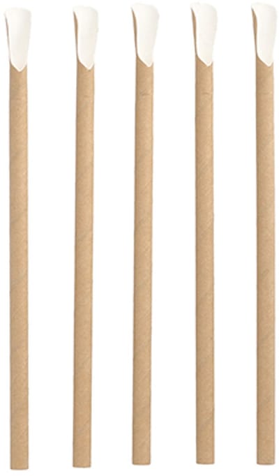 8x 100 Drinkrietjes met lepel papier Ø 8 mm · 20 cm bruin