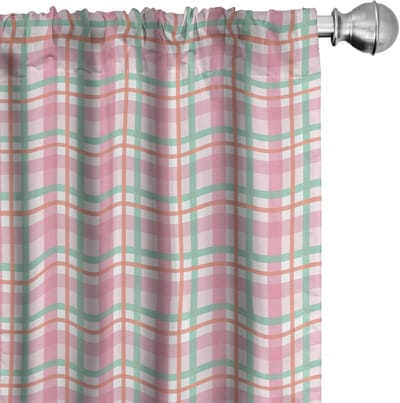 Abakuhaus Gordijn – Geruit mintgroen zalmroze – 2x75x225 cm microvezel