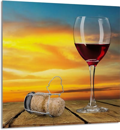 TMK ArtDeko - Glasscherm Voor Keuken - 60x65 cm - Veelzijdige Toepassingen - Gehard Glas - Wijnmotief