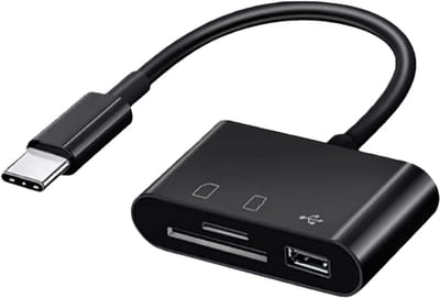 longziming -3-in-1 USB & USB-C SD Kaartlezer – Plug-and-Play Geheugenkaartlezer voor Smartphone, Tablet en PC, Compact en Snel