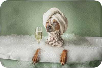 Badmat 90x60 cm - Antislip - Hond - Bad - Champagne - Handdoek - Badmatten voor badkamer - Badkamermat - Douchemat - Badkamer mat